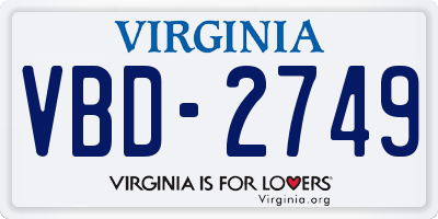 VA license plate VBD2749
