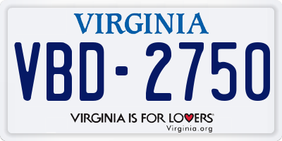 VA license plate VBD2750