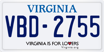 VA license plate VBD2755