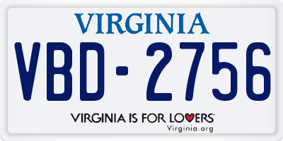 VA license plate VBD2756