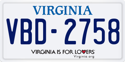 VA license plate VBD2758