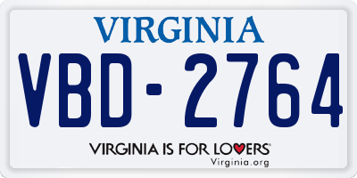 VA license plate VBD2764