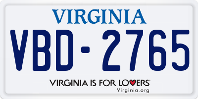 VA license plate VBD2765