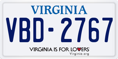 VA license plate VBD2767