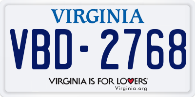 VA license plate VBD2768