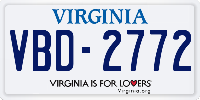 VA license plate VBD2772