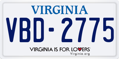 VA license plate VBD2775