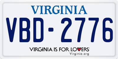 VA license plate VBD2776