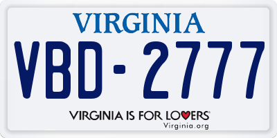 VA license plate VBD2777