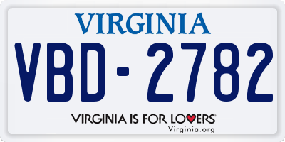 VA license plate VBD2782