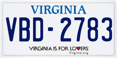 VA license plate VBD2783