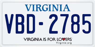VA license plate VBD2785