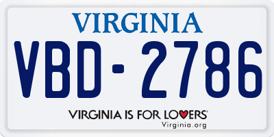 VA license plate VBD2786