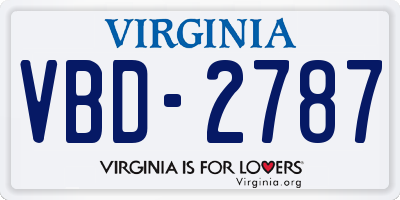 VA license plate VBD2787
