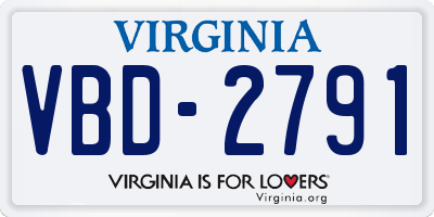 VA license plate VBD2791