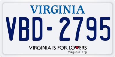 VA license plate VBD2795