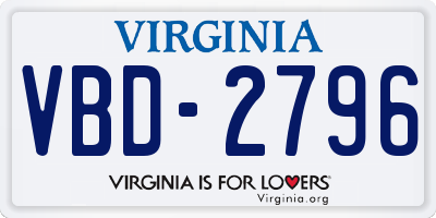 VA license plate VBD2796