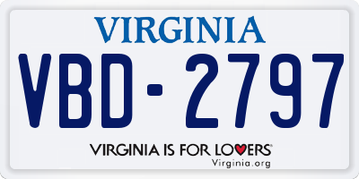 VA license plate VBD2797