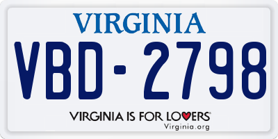 VA license plate VBD2798