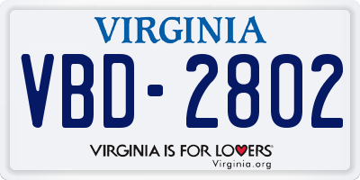 VA license plate VBD2802