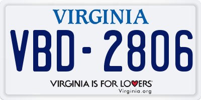 VA license plate VBD2806