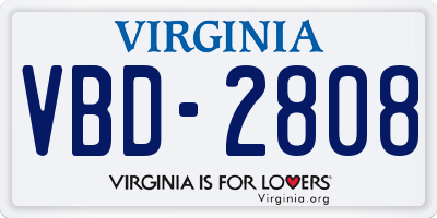 VA license plate VBD2808