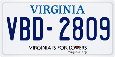 VA license plate VBD2809