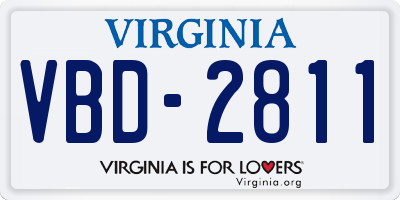VA license plate VBD2811