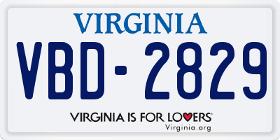 VA license plate VBD2829