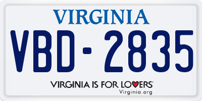 VA license plate VBD2835