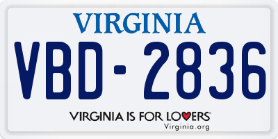 VA license plate VBD2836