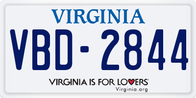VA license plate VBD2844