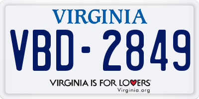 VA license plate VBD2849