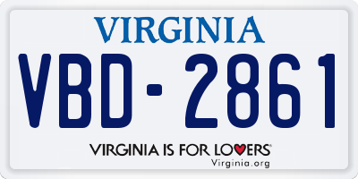 VA license plate VBD2861