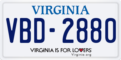 VA license plate VBD2880