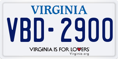 VA license plate VBD2900