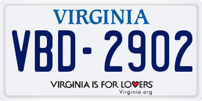 VA license plate VBD2902