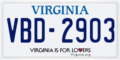 VA license plate VBD2903