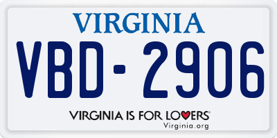 VA license plate VBD2906