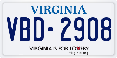 VA license plate VBD2908