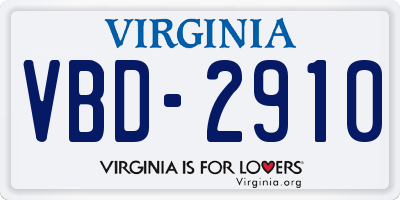 VA license plate VBD2910