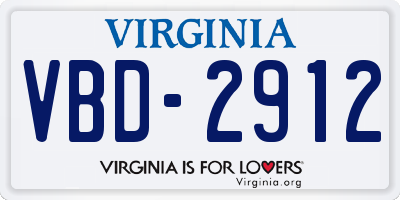 VA license plate VBD2912