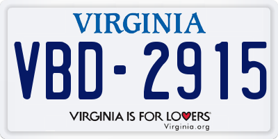 VA license plate VBD2915