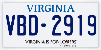 VA license plate VBD2919