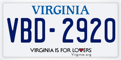 VA license plate VBD2920