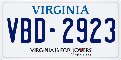 VA license plate VBD2923