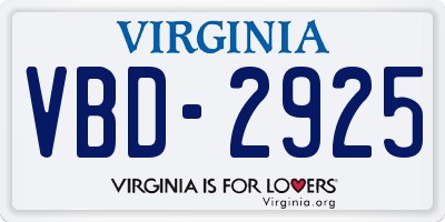 VA license plate VBD2925