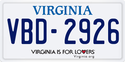 VA license plate VBD2926