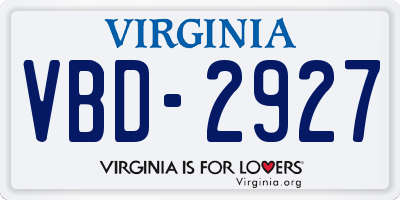 VA license plate VBD2927