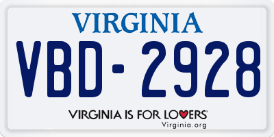 VA license plate VBD2928